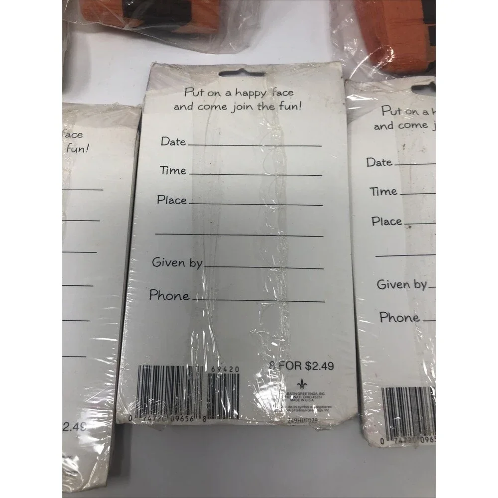 Vintage Gibson Greetings Halloween Party Supplies USA Pumpkin Invitations Plates